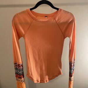 FREE PEOPLE cuffed orange long sleeve